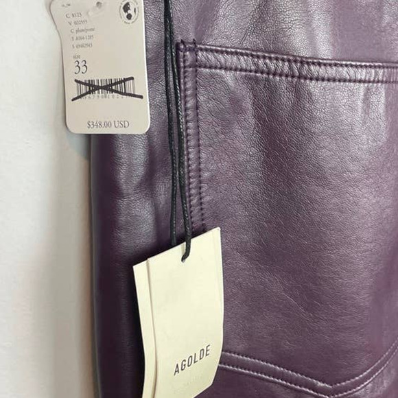 AGOLDE Recycled Leather 90's Pinch Waist Pants Night Shade NEW NWT - Picture 6 of 6